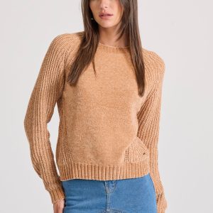 Crew neck chenille pullover