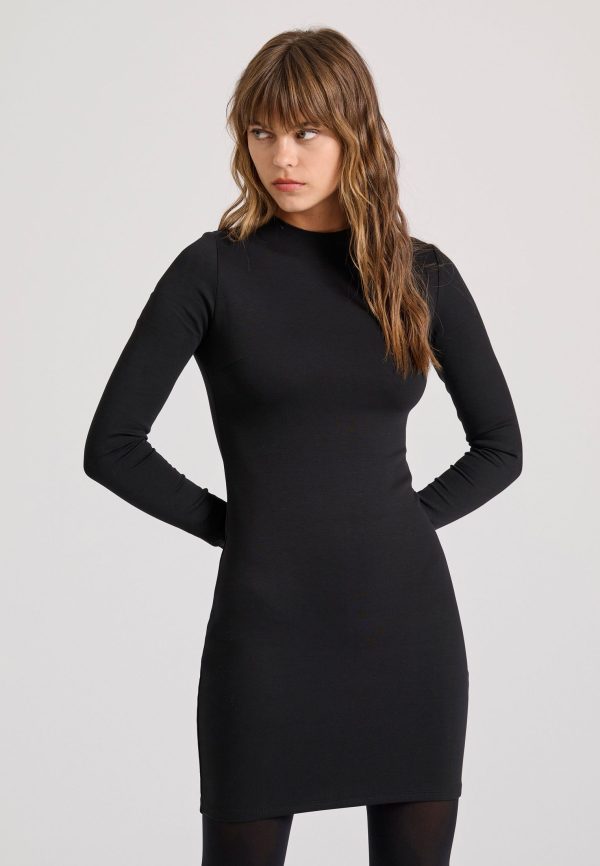 Mock neck mini dress