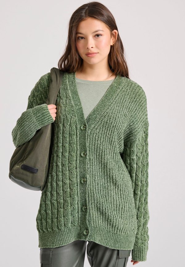 Loose fit chenille cardigan with pattern - Image 2