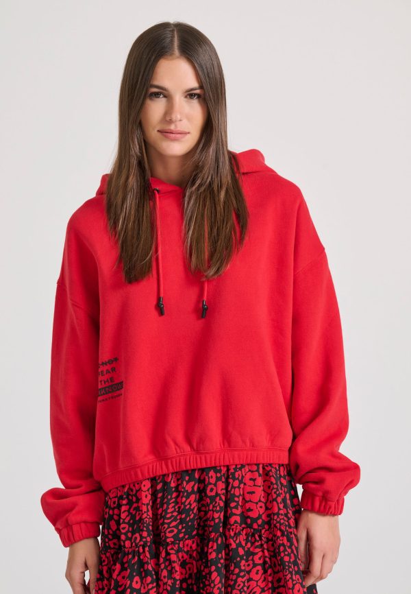 Relaxed fit overhead hoodie with print on the back - Image 2