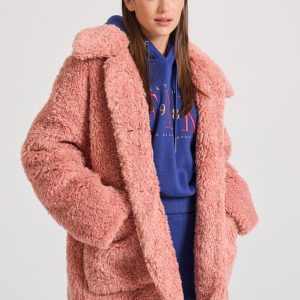 Loose fit faux fur jacket