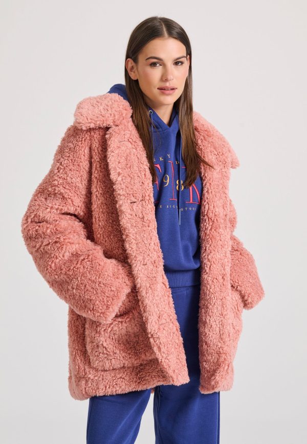 Loose fit faux fur jacket