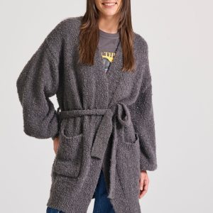 Relaxed fit knitted long cardigan