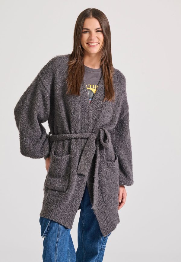 Relaxed fit knitted long cardigan
