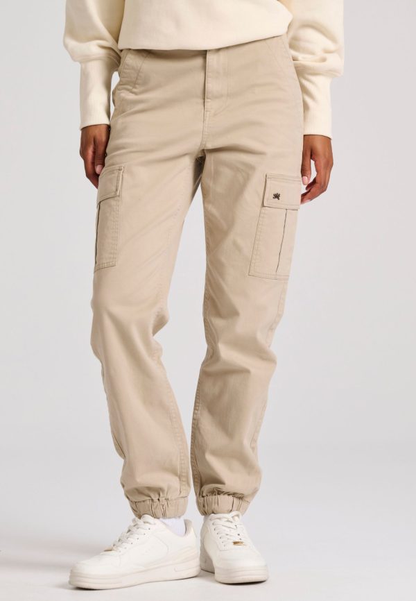 Women's cargo pants with cuffed hem