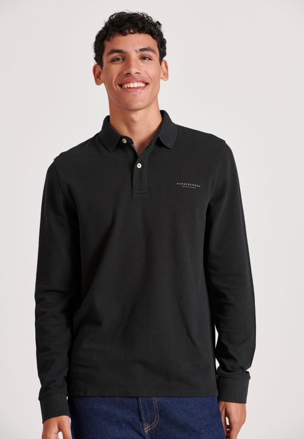 Longsleeve pique cotton polo shirt