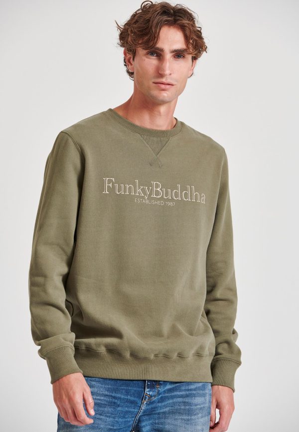 Mens' crew neck sweatshirt with branded chest print - Image 2