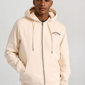 Relaxed fit men's zip-up hoodie with inner lining