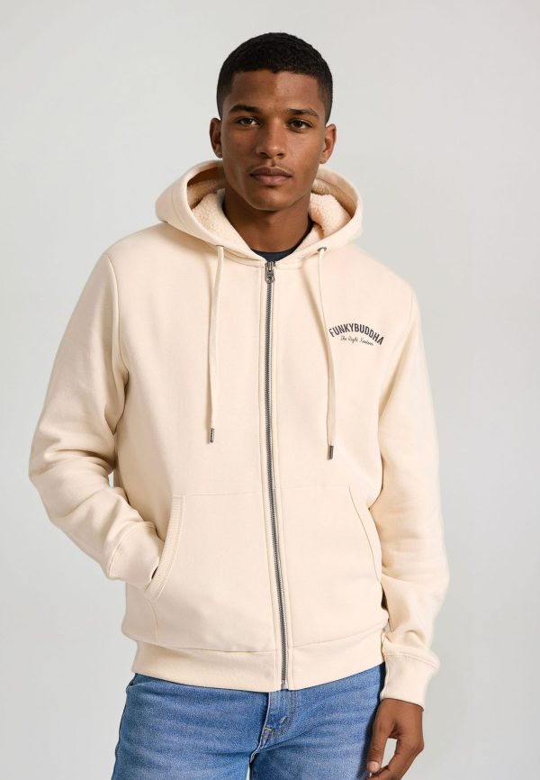 Relaxed fit men's zip-up hoodie with inner lining