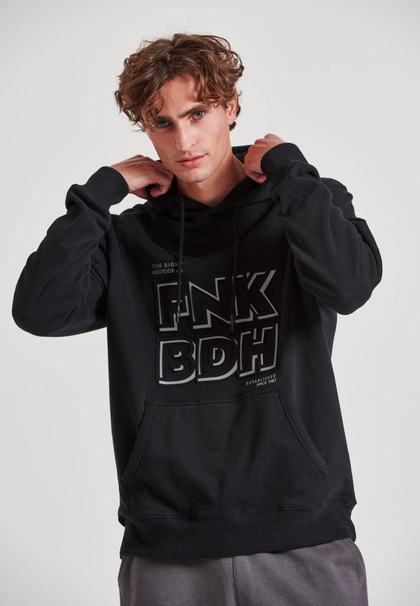 Relaxed fit overhead hoodie with embossed print on the chest - Image 3