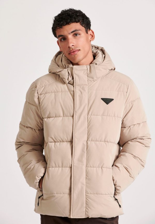 Men's puffer jacket with detachable hood