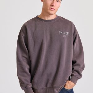 Oversized garment dyed sweatshirt with print on the back