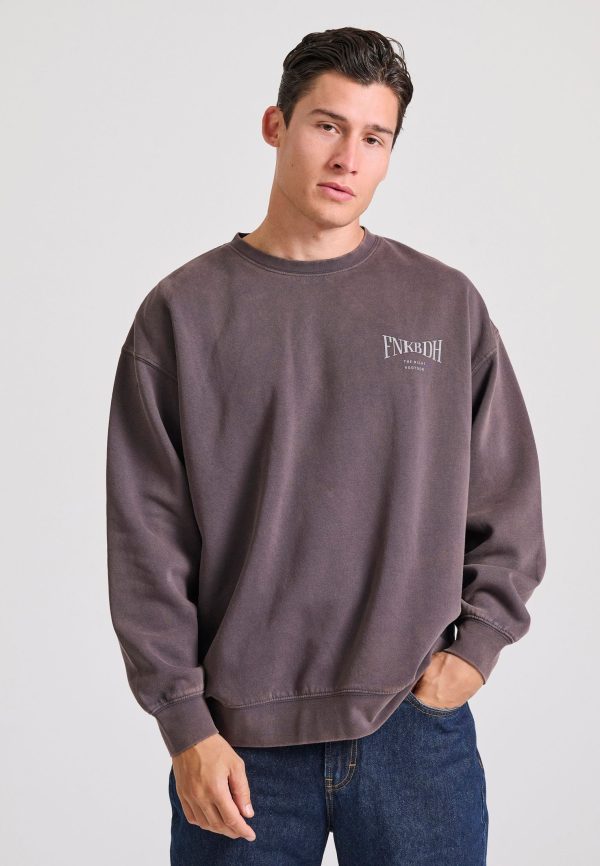 Oversized garment dyed sweatshirt with print on the back
