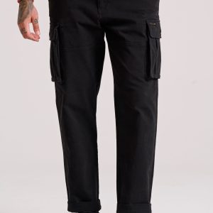 Loose fit cargo pants in jacquard weave