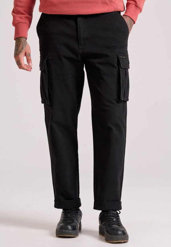 Loose fit cargo pants in jacquard weave