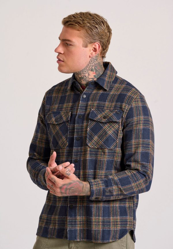 Overshirt flannel plaid shirt with pockets