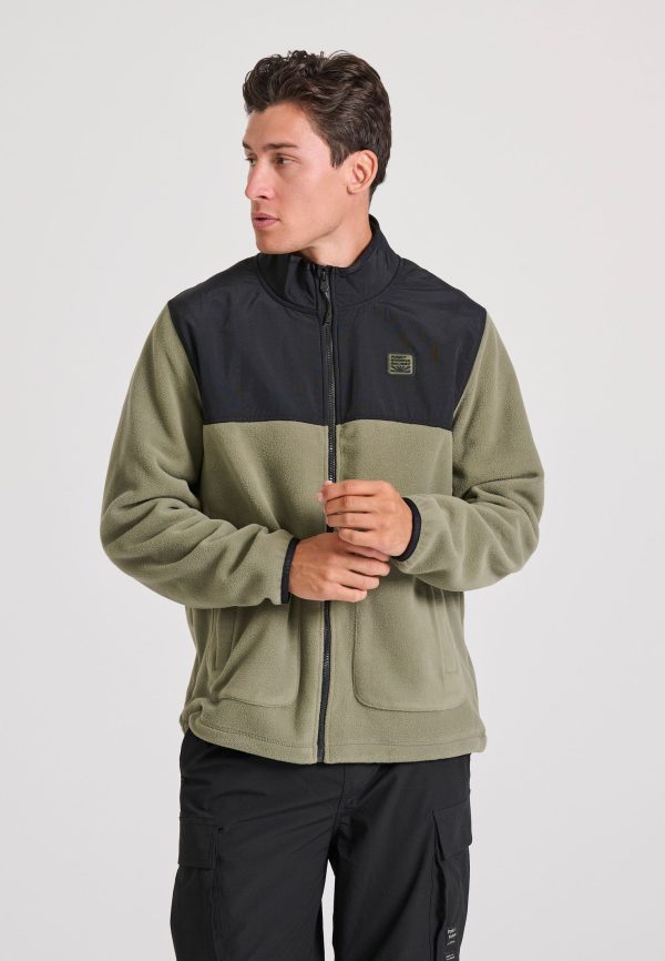 Oversized fleece zip-up cardigan with rubber logo - Image 2