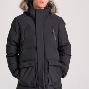 Men's puffer parka with detachable hood