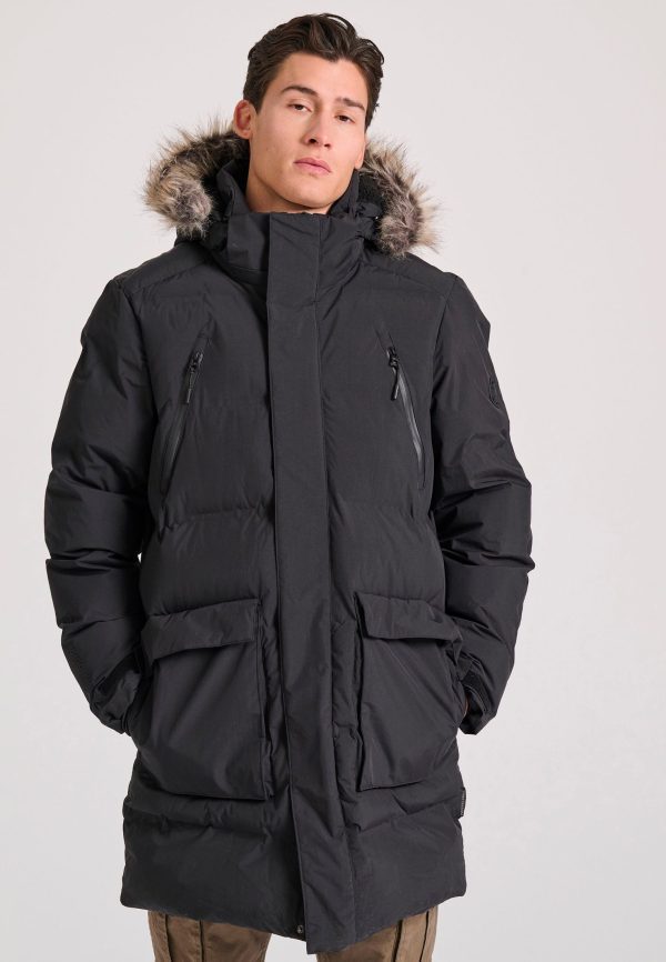 Men's puffer parka with detachable hood