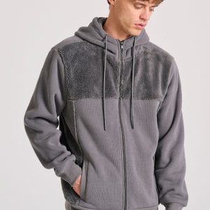 Oversized zip-up hoodie with inner lining