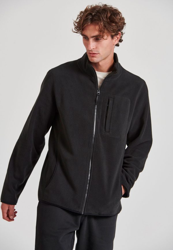 Fleece zip-up cardigan with zip-up chest pocket