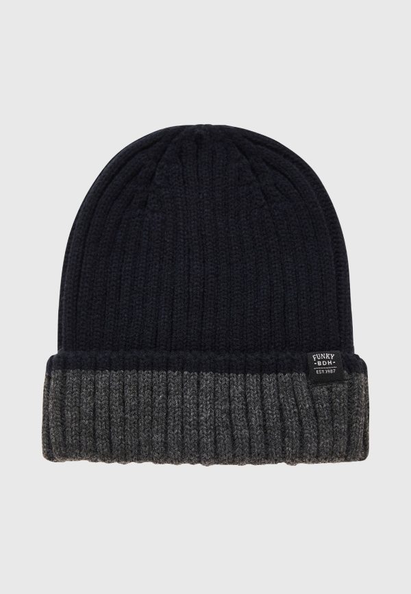 2 color knit men's beanie