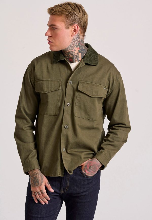 Overshirt casual shirt with corduroy collar