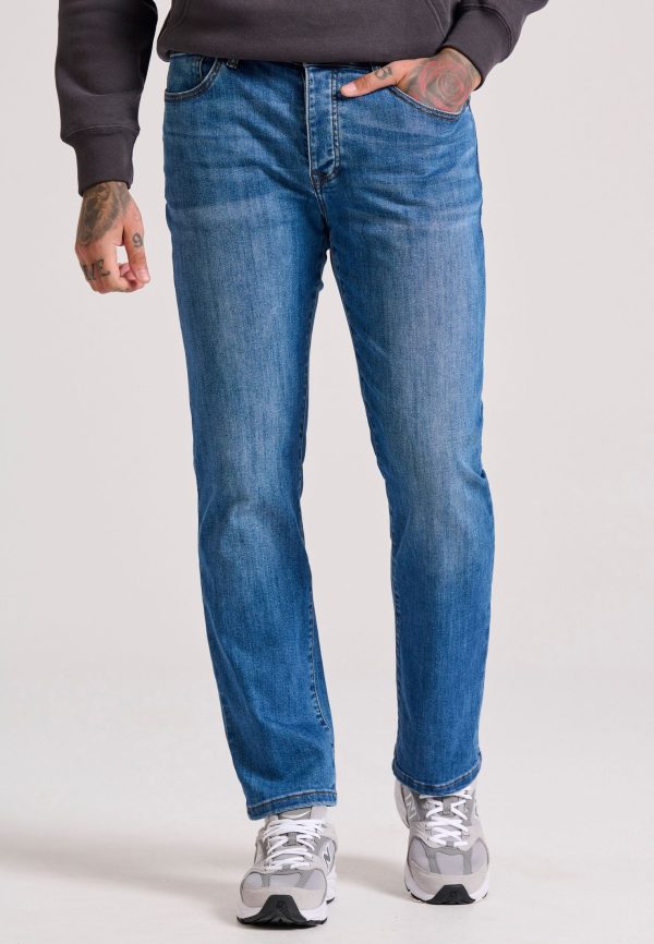 Straight fit jeans with washed effects