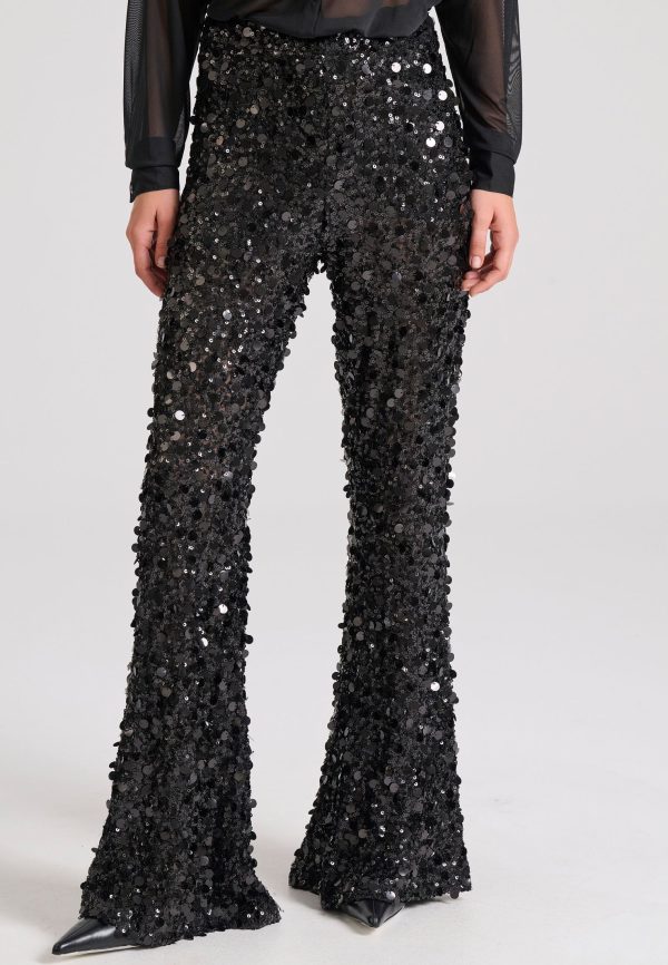 Wide leg pants with sequins
