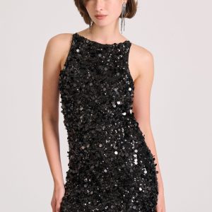 Mini dress with sequins and open back