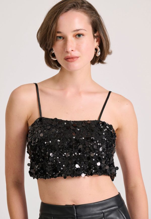 Cropped top with sequins - Image 2