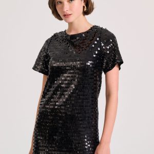 Mini dress with sequins and back opening