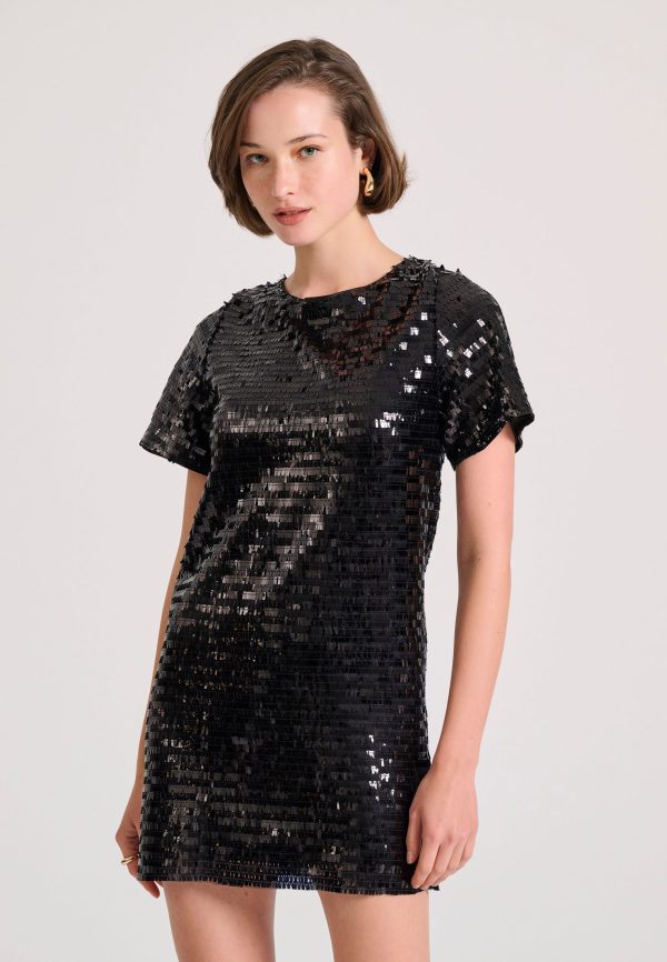 Mini dress with sequins and back opening