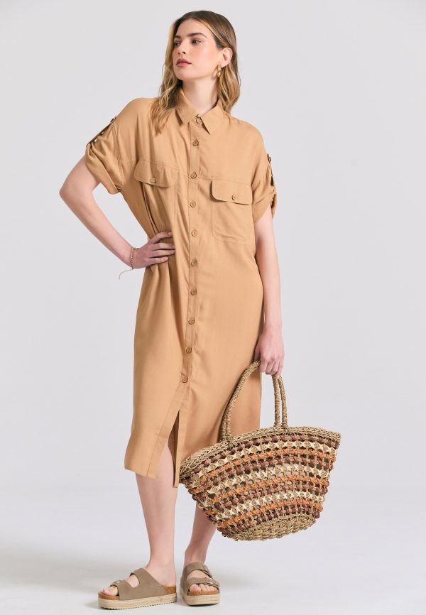 Oversized maxi semi-shirt dress in boho look - Image 3