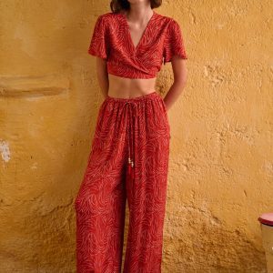 Loose fit all over printed pants in boho look