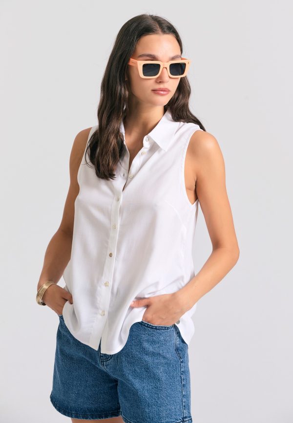 Women's sleeveless viscose shirt - The essentials