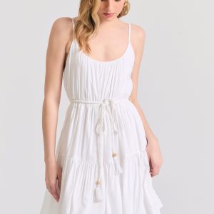 Mini viscose dress with ruffles