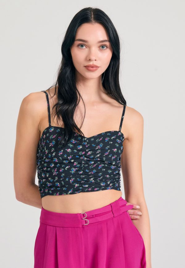 Artificial silk all over printed cropped top
