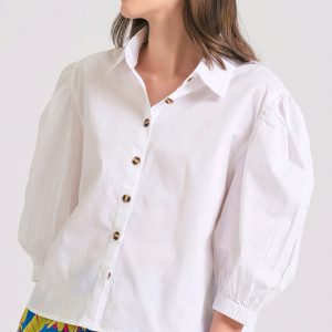 Women's oversized shirt with puffer sleeves