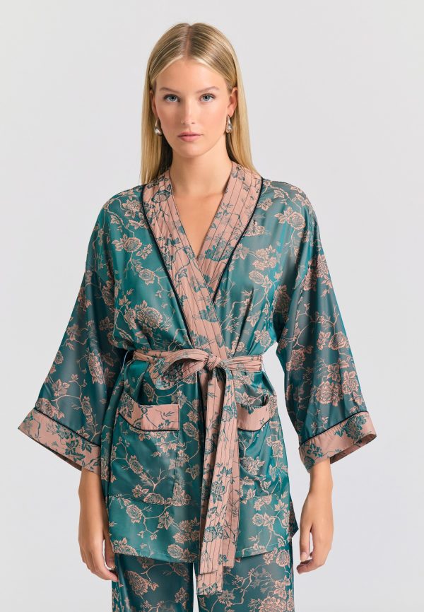 Women's loose fit short all over printed kimono