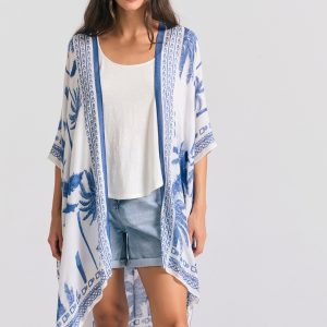 Women's kimono with tropical print