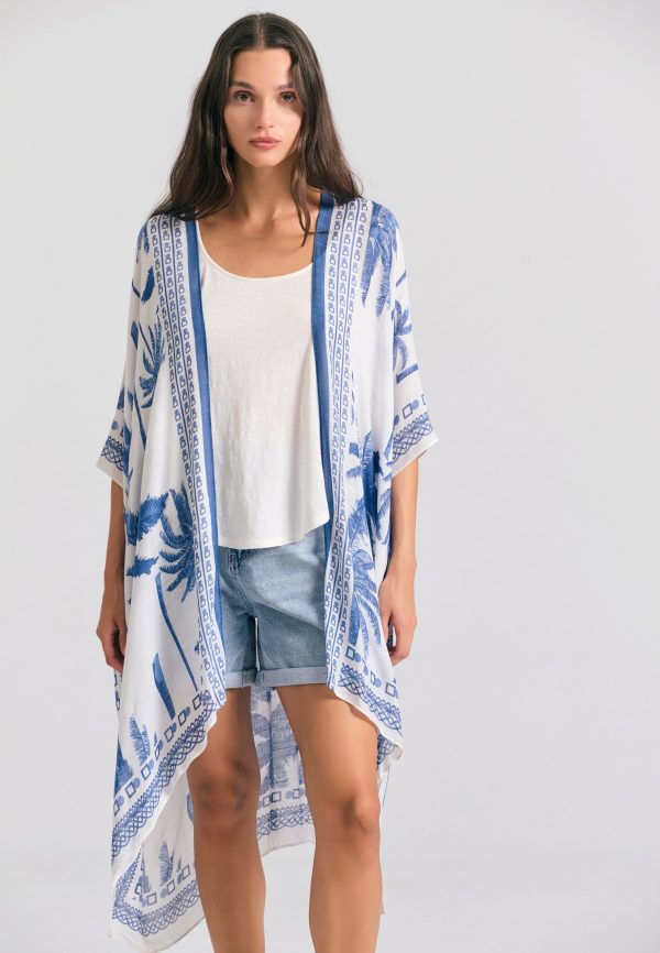 Women's kimono with tropical print
