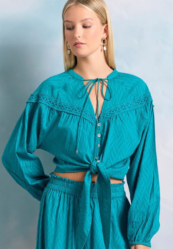 Women's loose fit shirt in jacquard weave