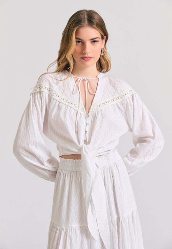 Women's loose fit shirt in jacquard weave - Image 2