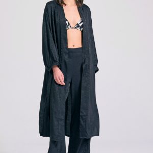 Women's oversized kimono in jacquard weave