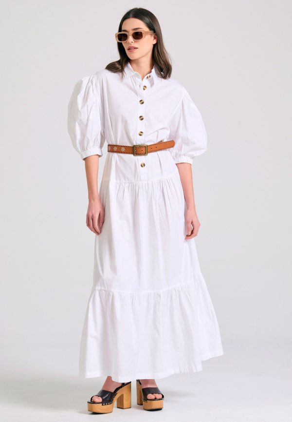 Maxi semi-shirt dress with ruffles - Image 2