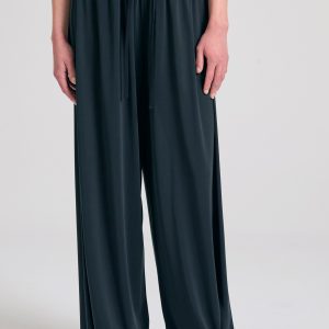 Wide leg trousers with drawstring tie