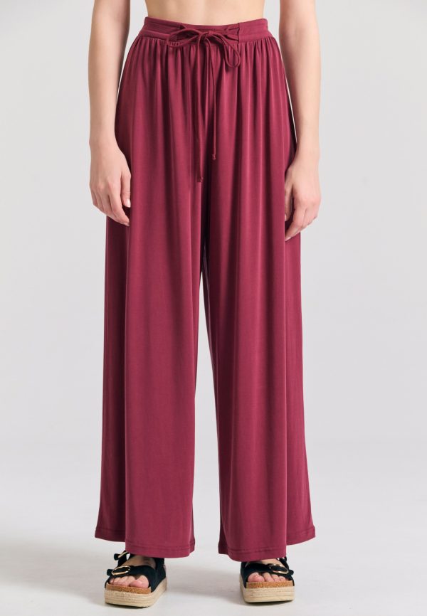 Wide leg trousers with drawstring tie - Image 2