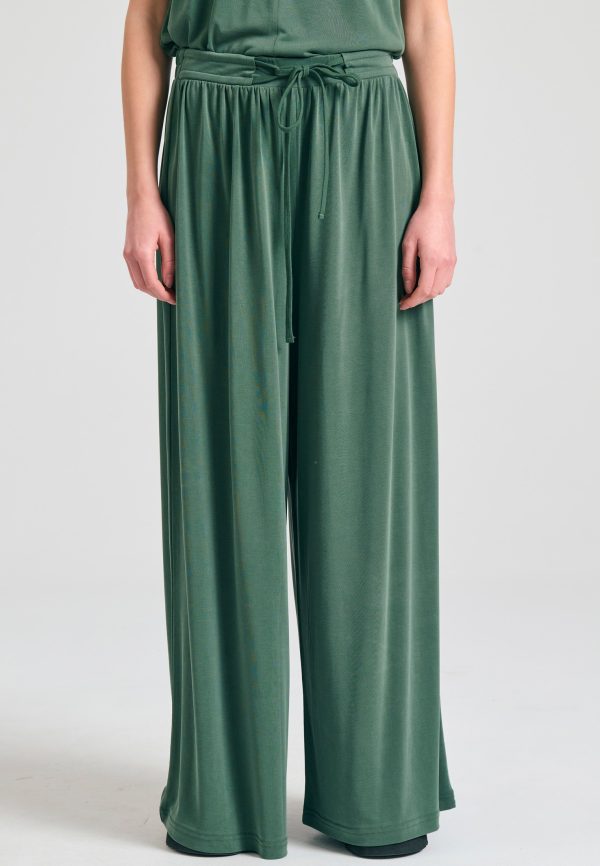 Wide leg trousers with drawstring tie - Image 3