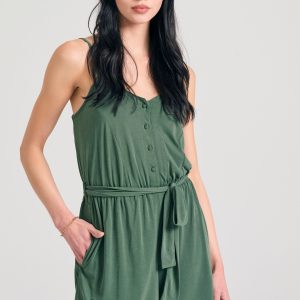 Modal jumpsuit shorts with belt